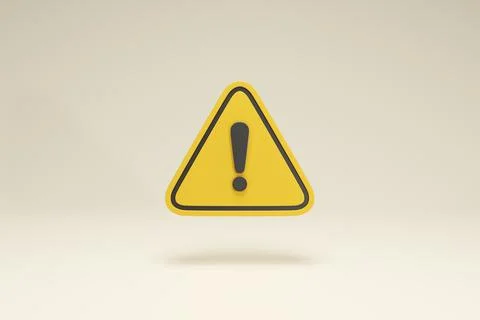 3D Rendering Warning sign and Traffic Icon Symbols Yellow Front View 库存插图