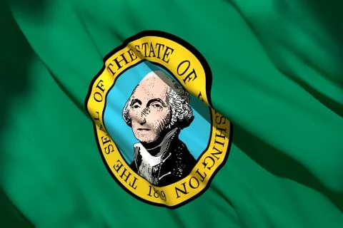 3d rendering of Washington State flag Stock Illustration