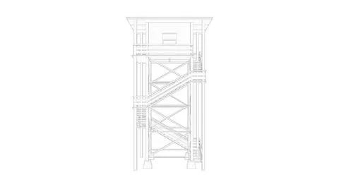 3d rendering of a watch tower isolated in white background 3d rendering li... Fotos de archivo