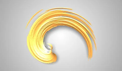 3d rendering. Watercolor paint in the form of brush strokes. Gold oil blot on Stock Illustration