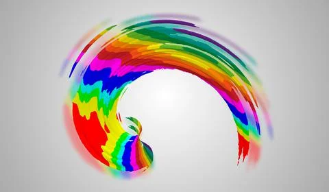 3d rendering. Watercolor paint in the form of brush strokes. Multicolored oil Stock Illustration