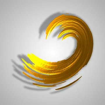 3d rendering. Watercolor paint in the form of brush strokes. Gold oil blot on Stock Illustration