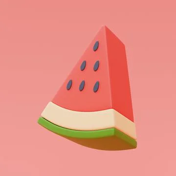 3d rendering of watermelon isolated on red background,summer vacation concept Stock Illustration