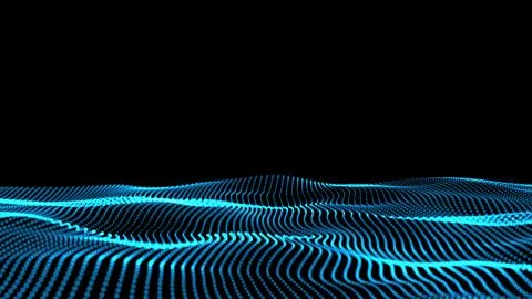 3d rendering of wave particles background - 3D illuminated digital wave of gl Stock Illustration