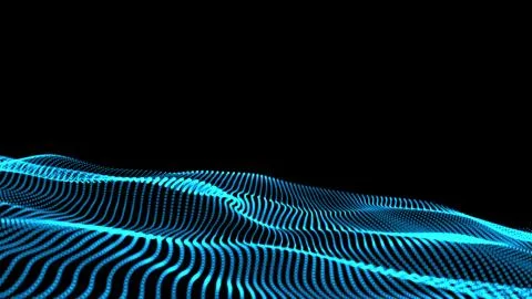 3d rendering of wave particles background - 3D illuminated digital wave of gl Stock Illustration