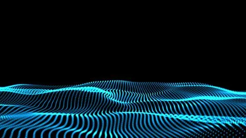 3d rendering of wave particles background - 3D illuminated digital wave of gl Illustrazione stock