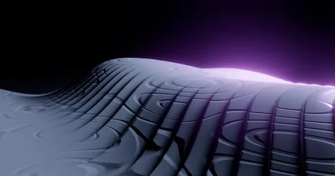 3d rendering. Wave striped surface. Metal ribbed plane with glare of light. F Stock Illustration