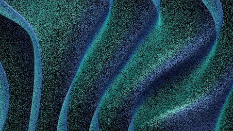 3D rendering of waves in dark colors with light patterns Stock Footage 332419590