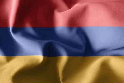 3d rendering waving silk flag of Armenia Stockillustratie