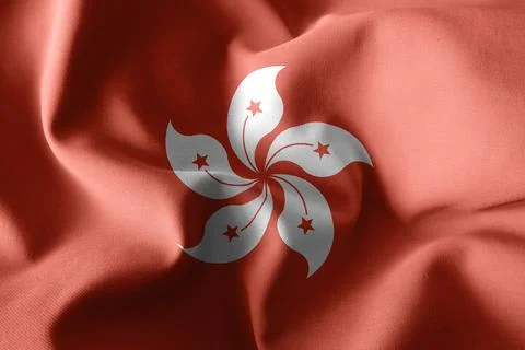 3d rendering waving silk flag of Hong Kong Иллюстрация