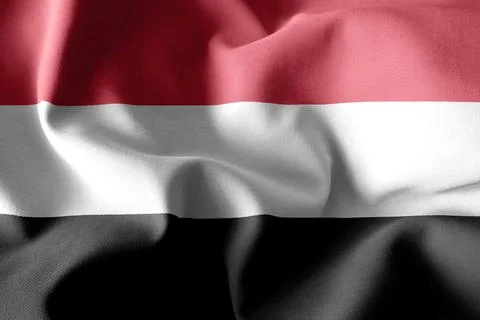 3d rendering waving silk flag of Yemen Stock-Illustration