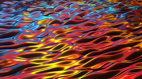 3d rendering wavy background. Iridescent surface with ripples, computer Stock Illustration