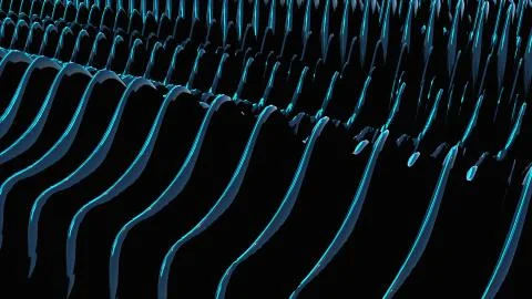 3d rendering of wavy colorful glossy lines. Computer generated corrugated Stock Illustration