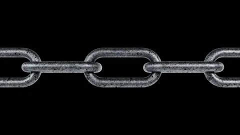 3D Rendering of Weathered Metal Chain Links Rotating and Sliding - Seamless Loop Stock Footage 340271257