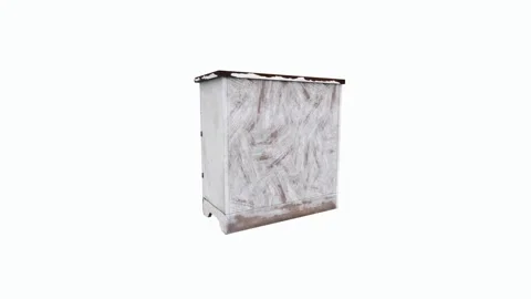 3D rendering of a weathered white cabinet with rustic details Stock Footage 303594658