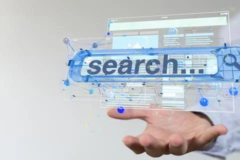 3D rendering of a web application in hand Stockfoto's