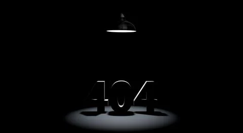 3D rendering Webmasters Day. The lamp illuminates the numbers 404 on a black Stock Illustration