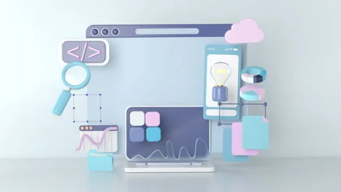 3d rendering of website and Data. Stock Footage 149494522