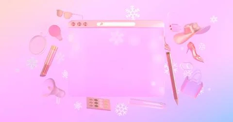 3d rendering of website icon and snowflake. Stock Illustration