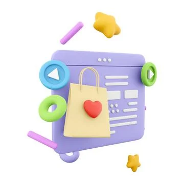 3d rendering website for online shopping icon. 3d render love holiday Stock Illustration