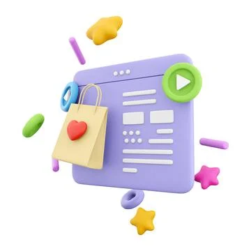 3d rendering website for online shopping icon. 3d render love holiday Stockillustratie