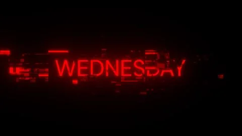 3D rendering Wednesday text with screen effects of technological glitches 스톡 일러스트