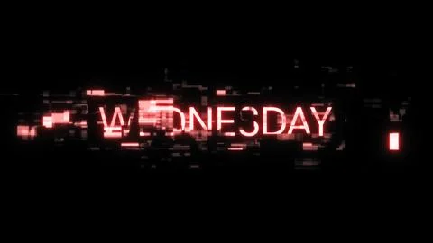 3D rendering Wednesday text with screen effects of technological glitches Stock-Illustration