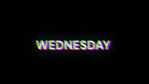 3D rendering Wednesday text with screen effects of technological glitches 스톡 일러스트