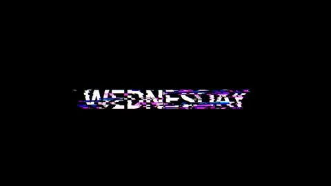3D rendering Wednesday text with screen effects of technological glitches 스톡 일러스트
