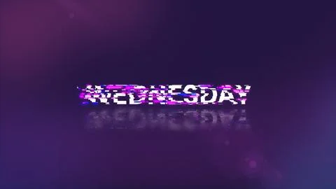3D rendering Wednesday text with screen effects of technological glitches Stock-Illustration