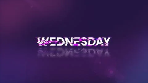 3D rendering Wednesday text with screen effects of technological glitches Stock Illustration
