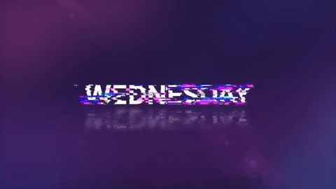 3D rendering Wednesday text with screen effects of technological glitches Stock-Illustration