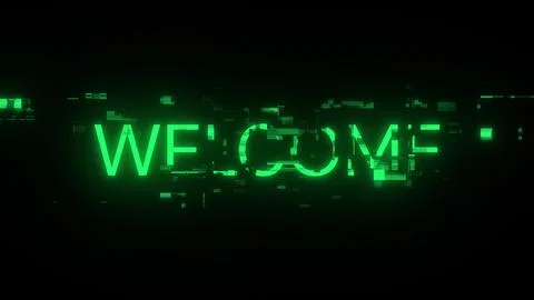 3D rendering welcome text with screen effects of technological glitches Stock-Illustration