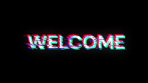 3D rendering welcome text with screen effects of technological glitches Stock Illustration