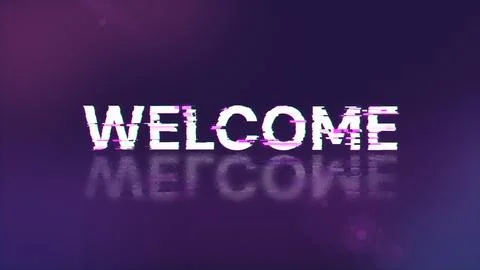3D rendering welcome text with screen effects of technological glitches Stock Illustration