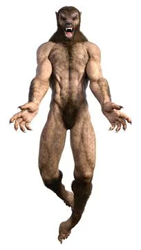 3D Rendering Werewolf on White Stock Illustration