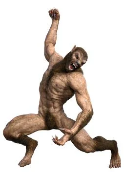 3D Rendering Werewolf on White Stock Illustration