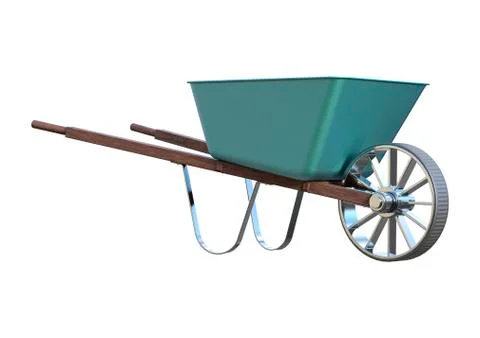 3D Rendering Wheelbarrow on White Stock Illustration