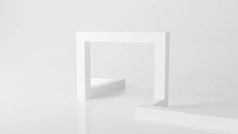 3d rendering White Abstract Architecture. White Modern Interior Background Stock-Illustration