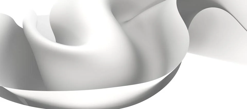 3d rendering of a white abstract background, wavy elements Stock Illustration