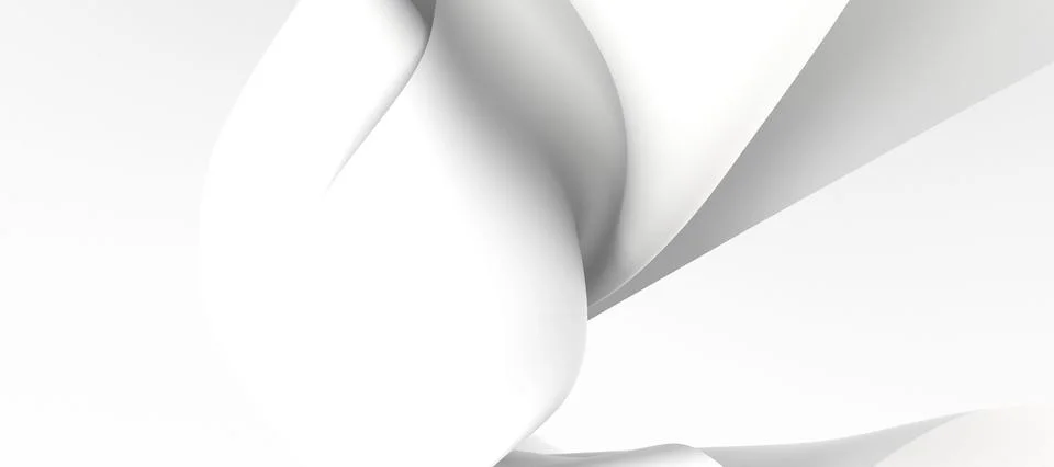 3d rendering of a white abstract background, wavy elements Stock Illustration