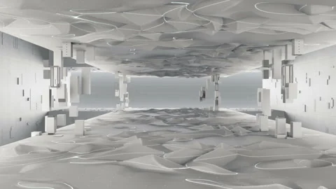 3D rendering of white abstract hi-tech sci-fi it background Stock Footage 89899984