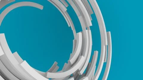 3D rendering, white abstract round shapes background. Colorful backdrop. Illustrazione stock