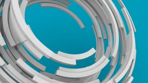 3D rendering, white abstract round shapes background. Colorful backdrop. Stock Photos