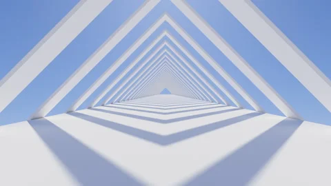 3d rendering white arch tunnel day light and shadow loop animation Stock Footage 284222300