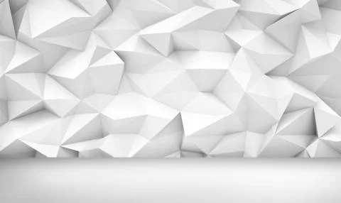 3d rendering of a white background with geometric cubic shapes above a white Stock-Illustration