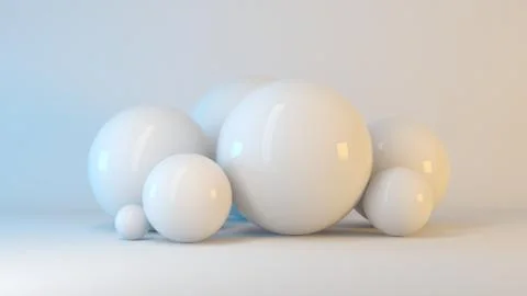 3d rendering of white  balls on a background Stock Illustration