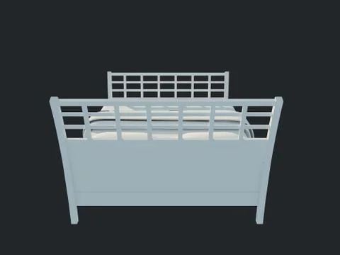 3d rendering of a white bed isolated on a black dark background Stock Illustration