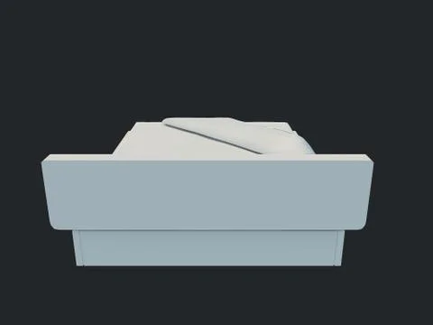 3d rendering of a white bed isolated on a black dark background Stock Illustration