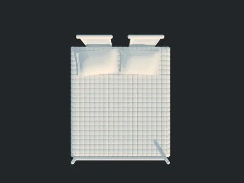 3d rendering of a white bed isolated on a black dark background Stock Illustration